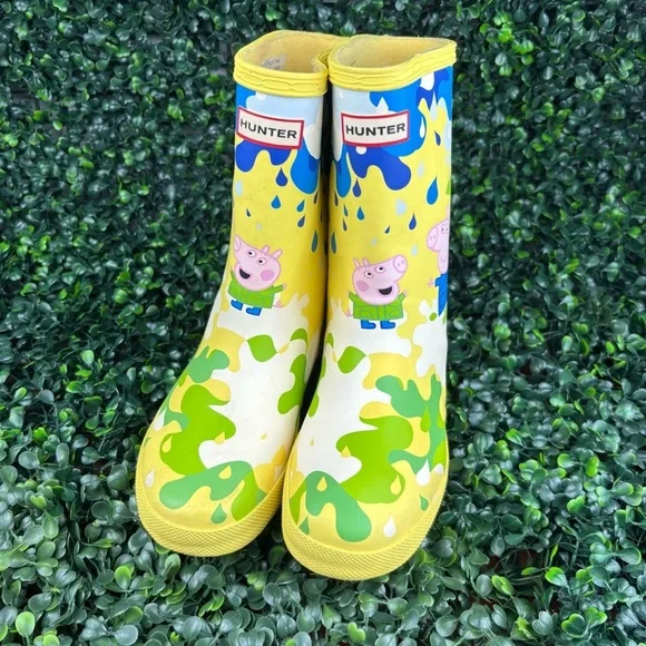 HUNTER X PEPPA PIG CLASSIC MUDDY PUDDLES WELLINGTON BOOTS SIZE 1 kids - Picture 2 of 9